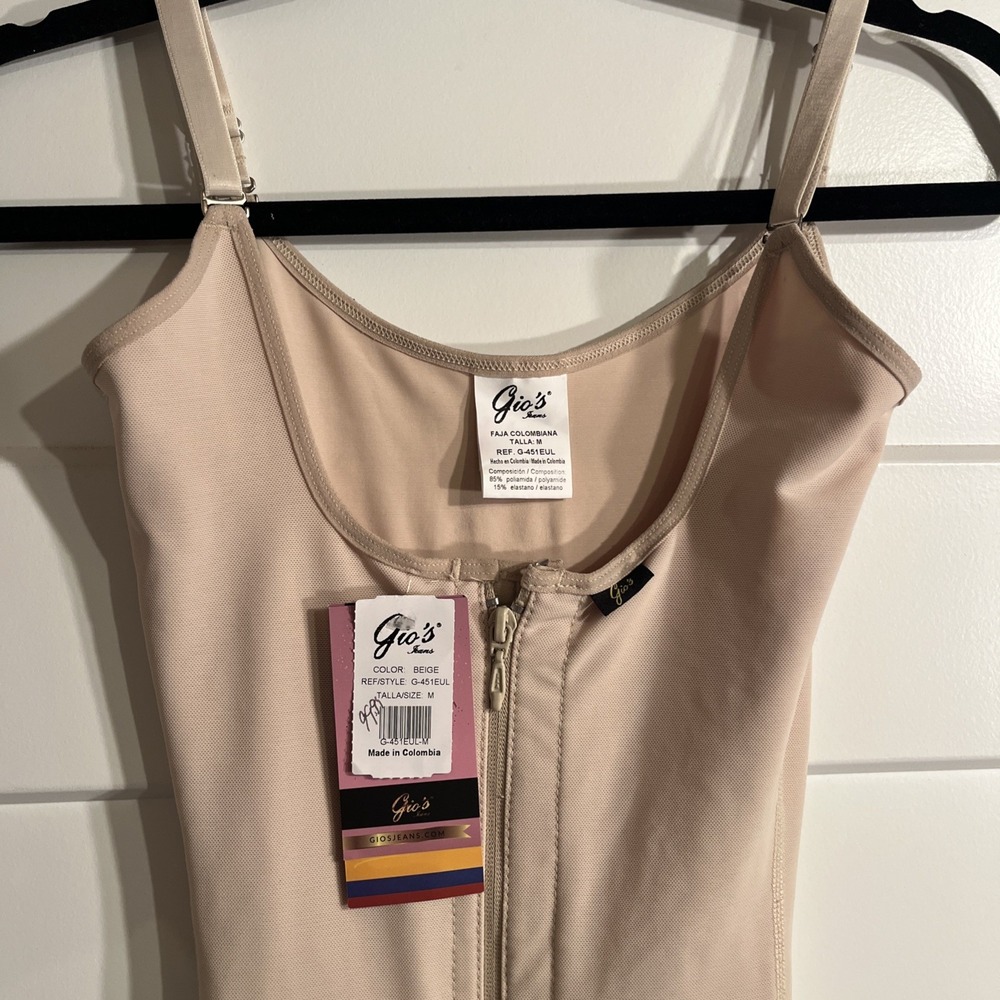 Gios Jeans Womens Faja Colombiana Shapewear Bodysuit Beige G-451EUL Size Medium